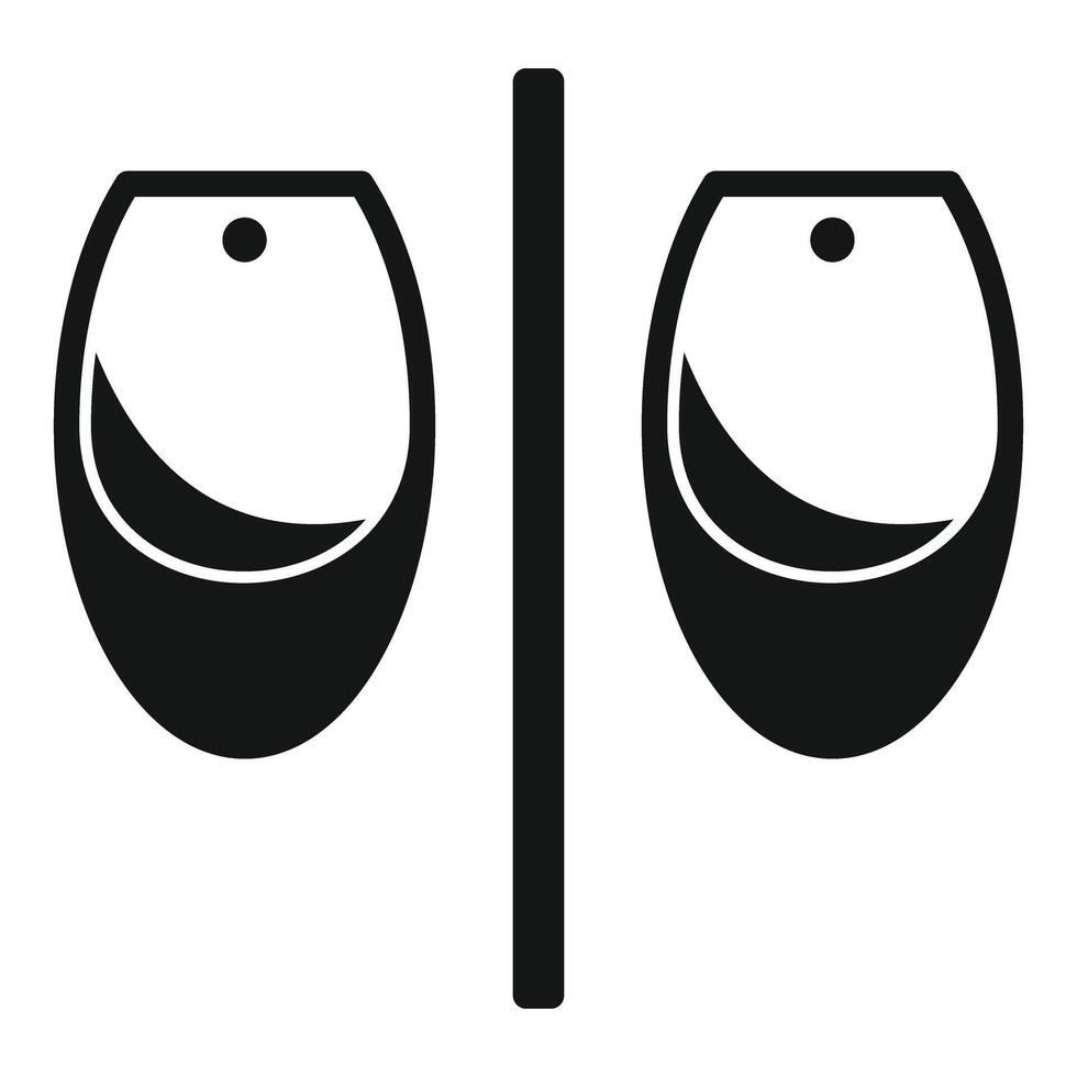 Two urinals separated by a partition wall icon vector