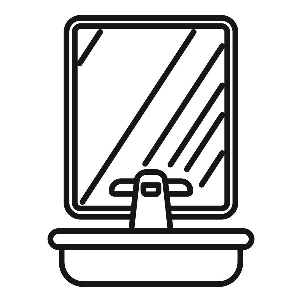 Square bathroom mirror standing on a shelf being cleaned with wipes vector