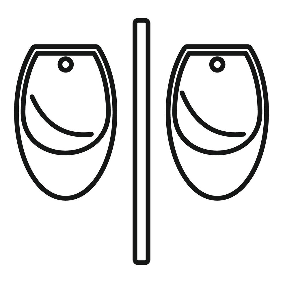 Two public urinals standing side by side in men bathroom vector
