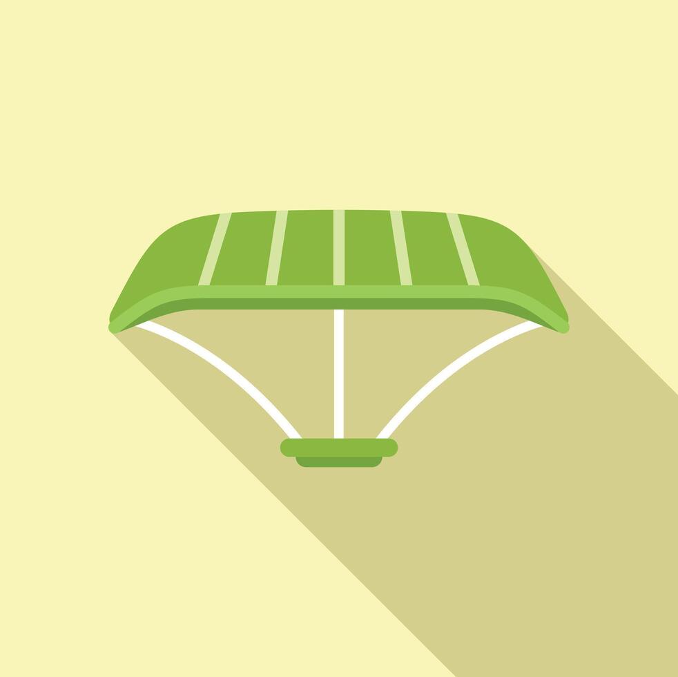 Green parachute with white ropes for paragliding flying in the air vector