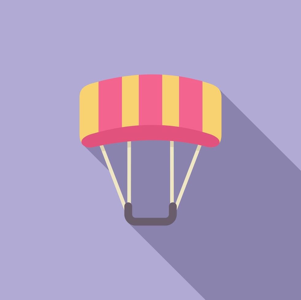 Open striped parachute floating on purple background vector