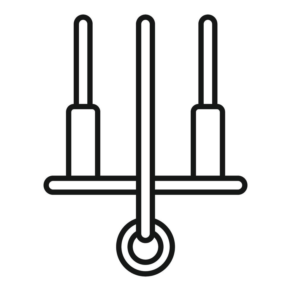Cricket wickets icon showing three wicket stumps and bails vector