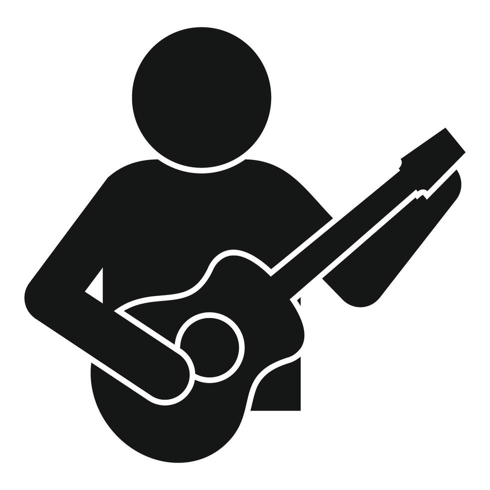 Silhouette of a guitarist playing an acoustic guitar vector