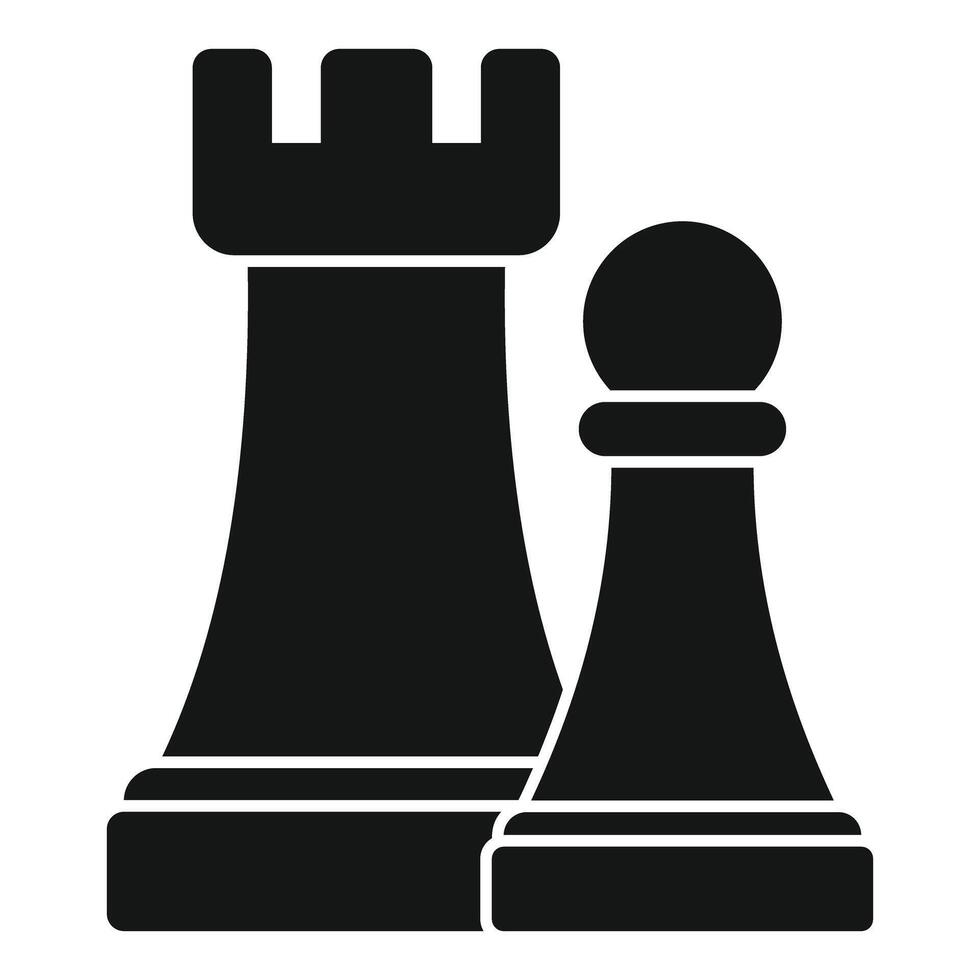 Black chess rook standing next to a pawn vector