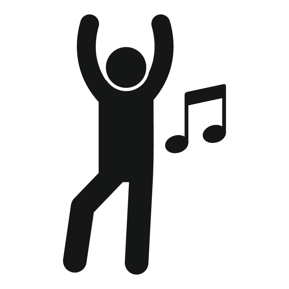 Man dancing with music note icon showing listening music vector