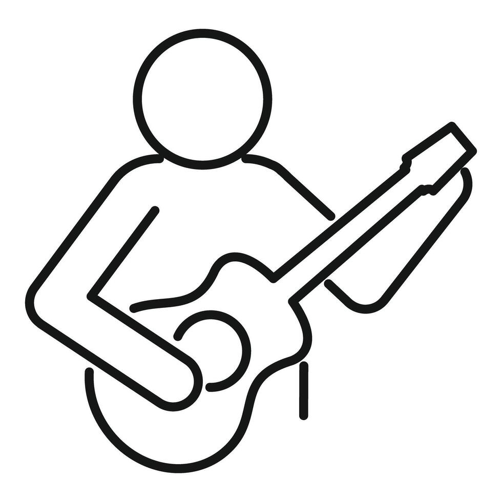 Musician playing acoustic guitar line icon, music and instrument concept vector