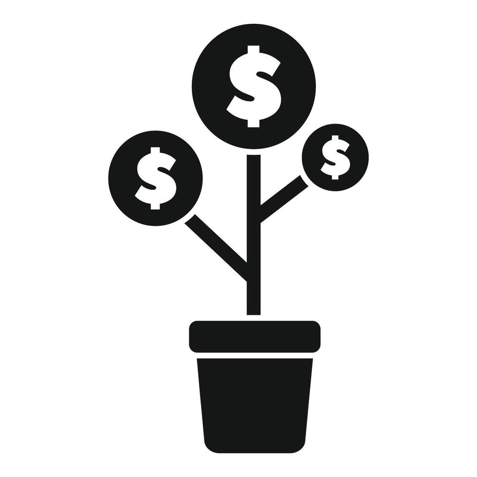 Money tree growing currency wealth business finance investment icon vector