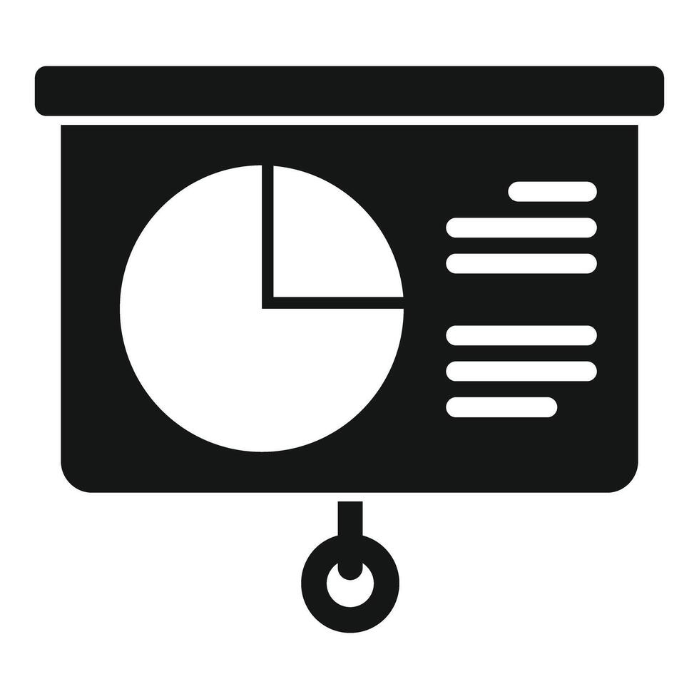 Projector screen displaying pie chart for business presentation icon vector