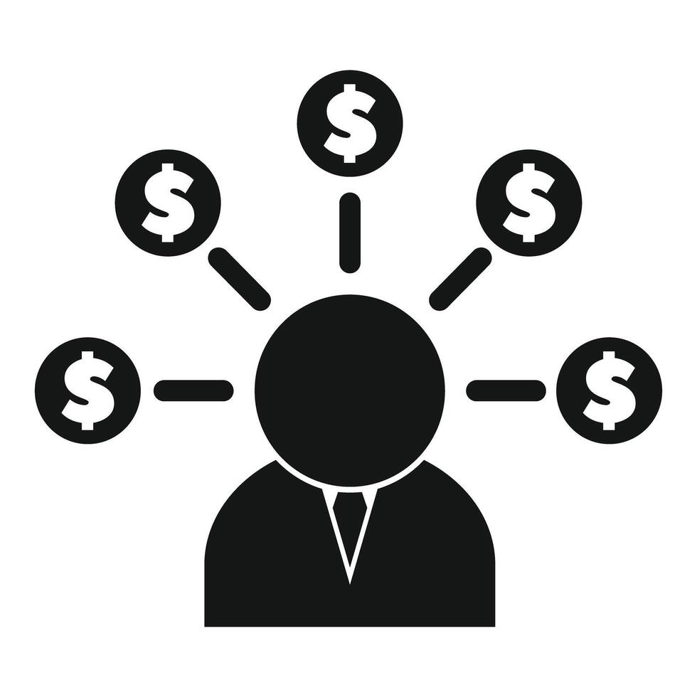 Businessman focusing on making money from multiple sources icon vector