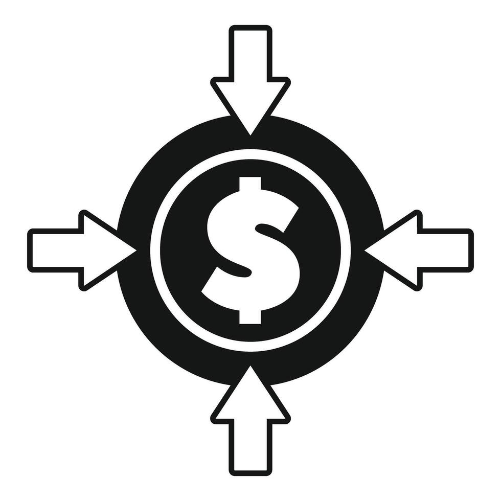 Money flow with arrows pointing on dollar coin icon vector