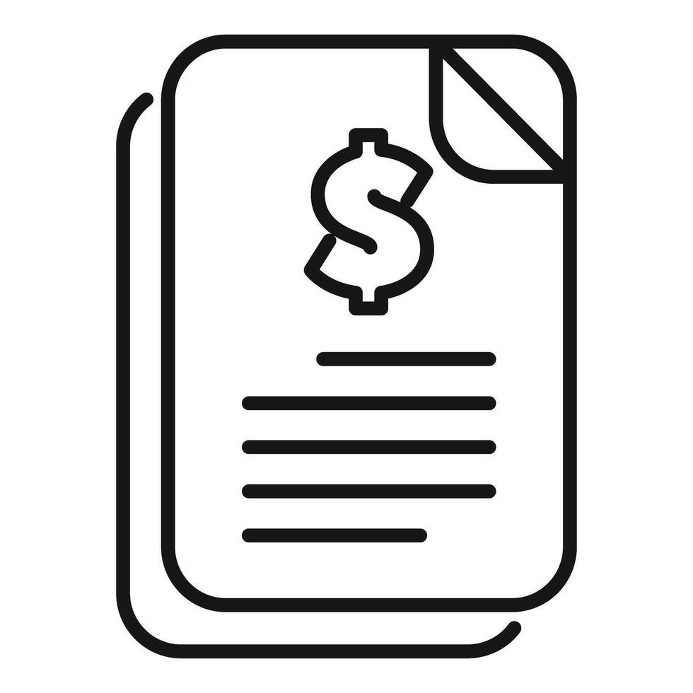 Financial document with dollar sign representing invoice or bill vector