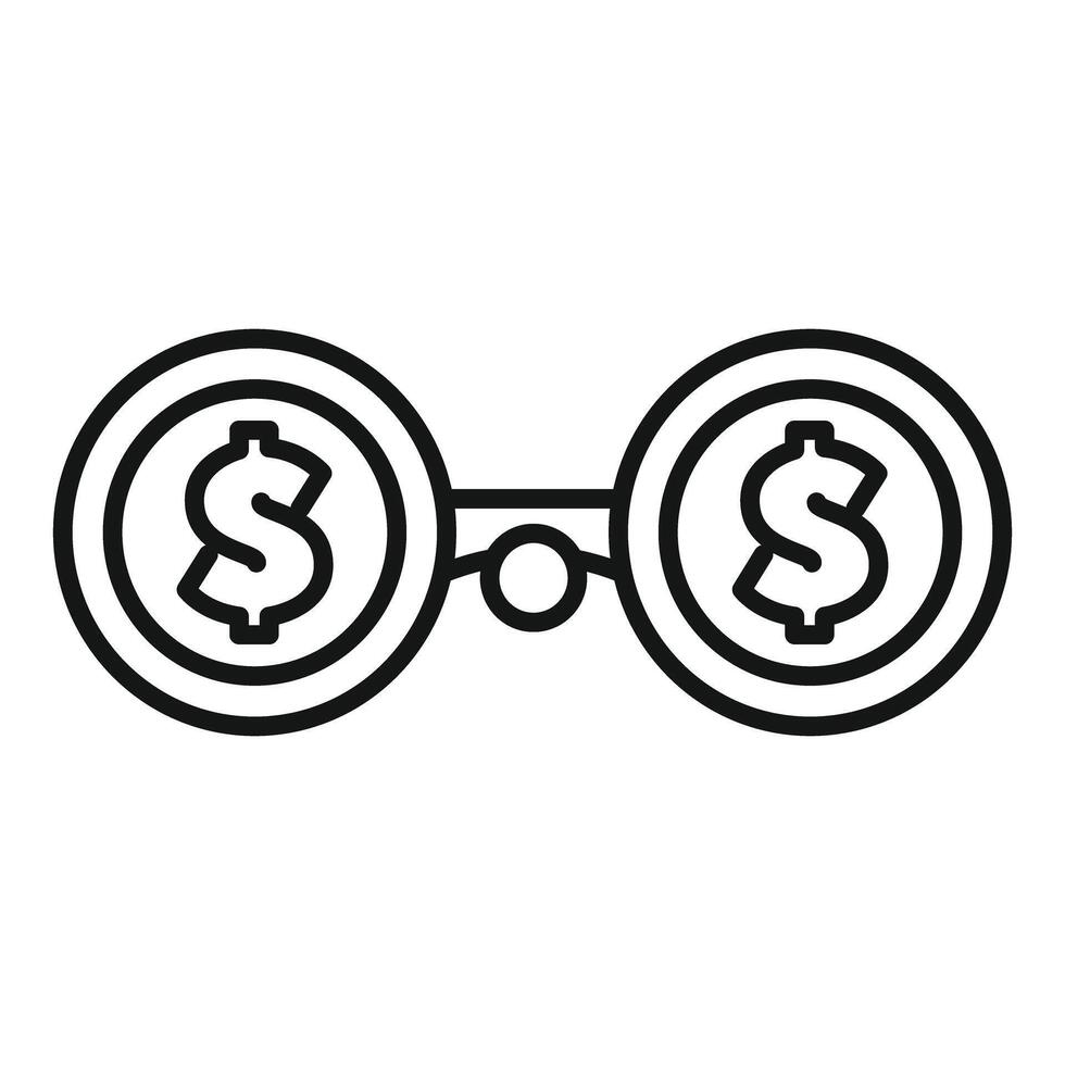 Businessman looking for new business opportunities with binoculars made of coins vector