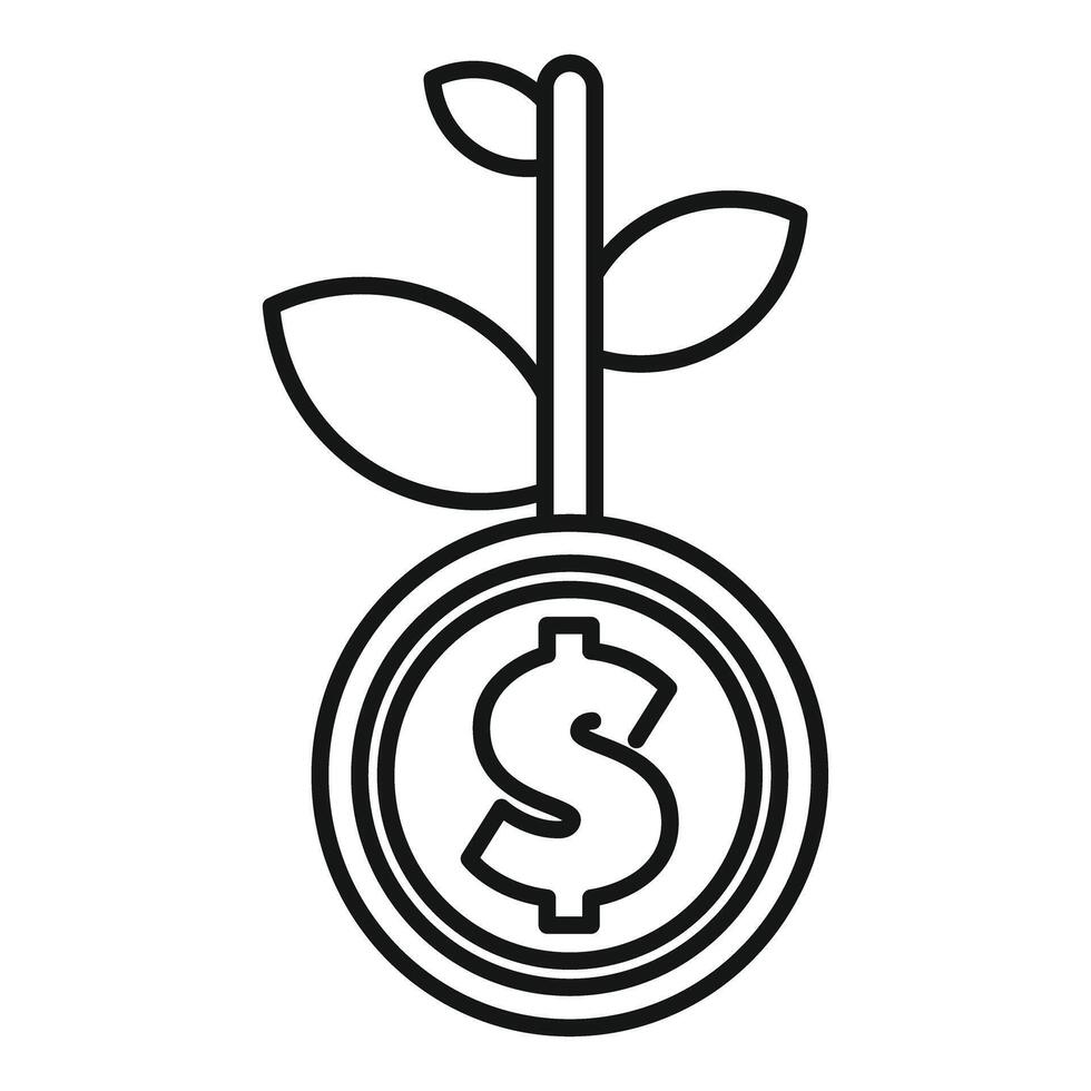 Plant growing from a dollar coin symbolizing investment growth vector