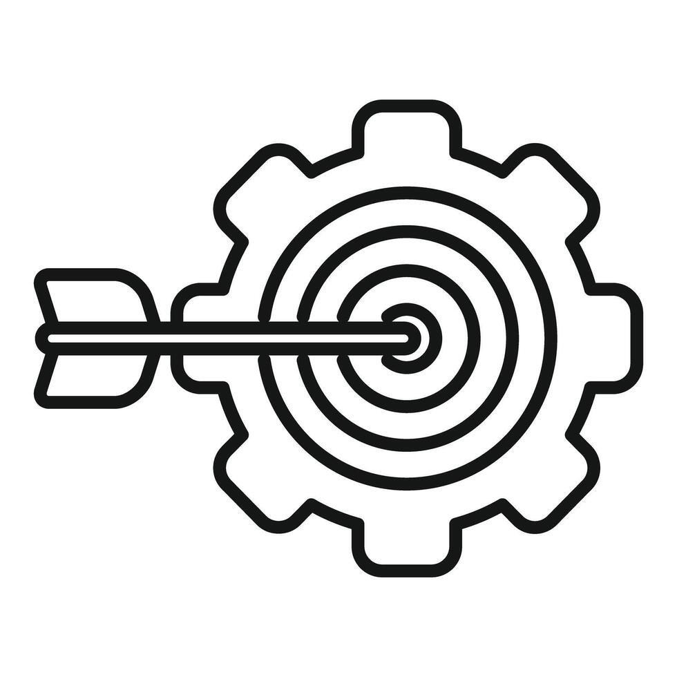 Arrow hitting target inside gear mechanism icon vector
