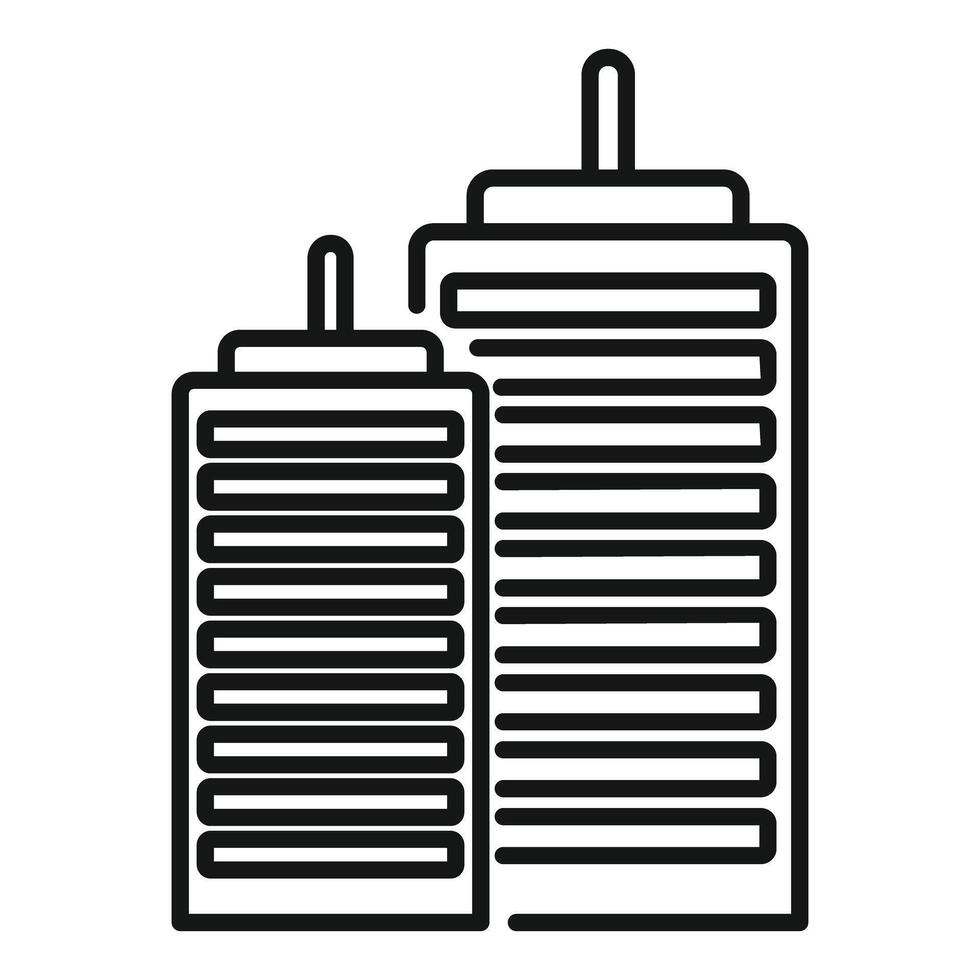 Minimalist line drawing of two office buildings standing side by side vector