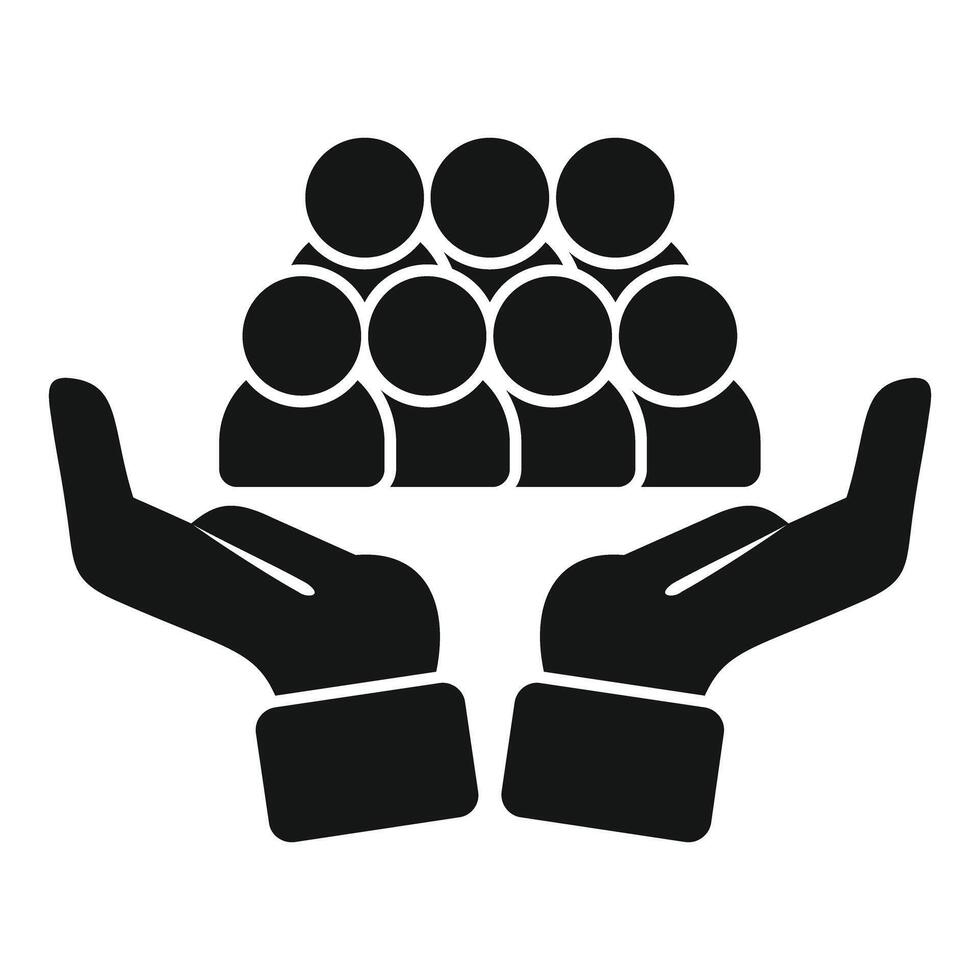 Hands holding group of people representing customer care vector