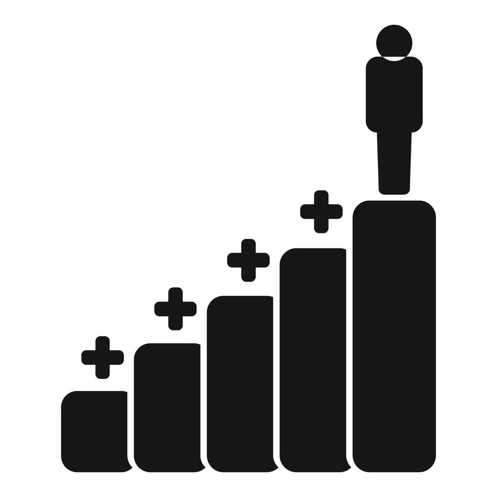 Businessman standing on increasing bar chart icon representing success vector