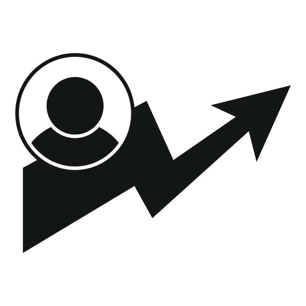 Graph depicting career growth with a person icon on top vector