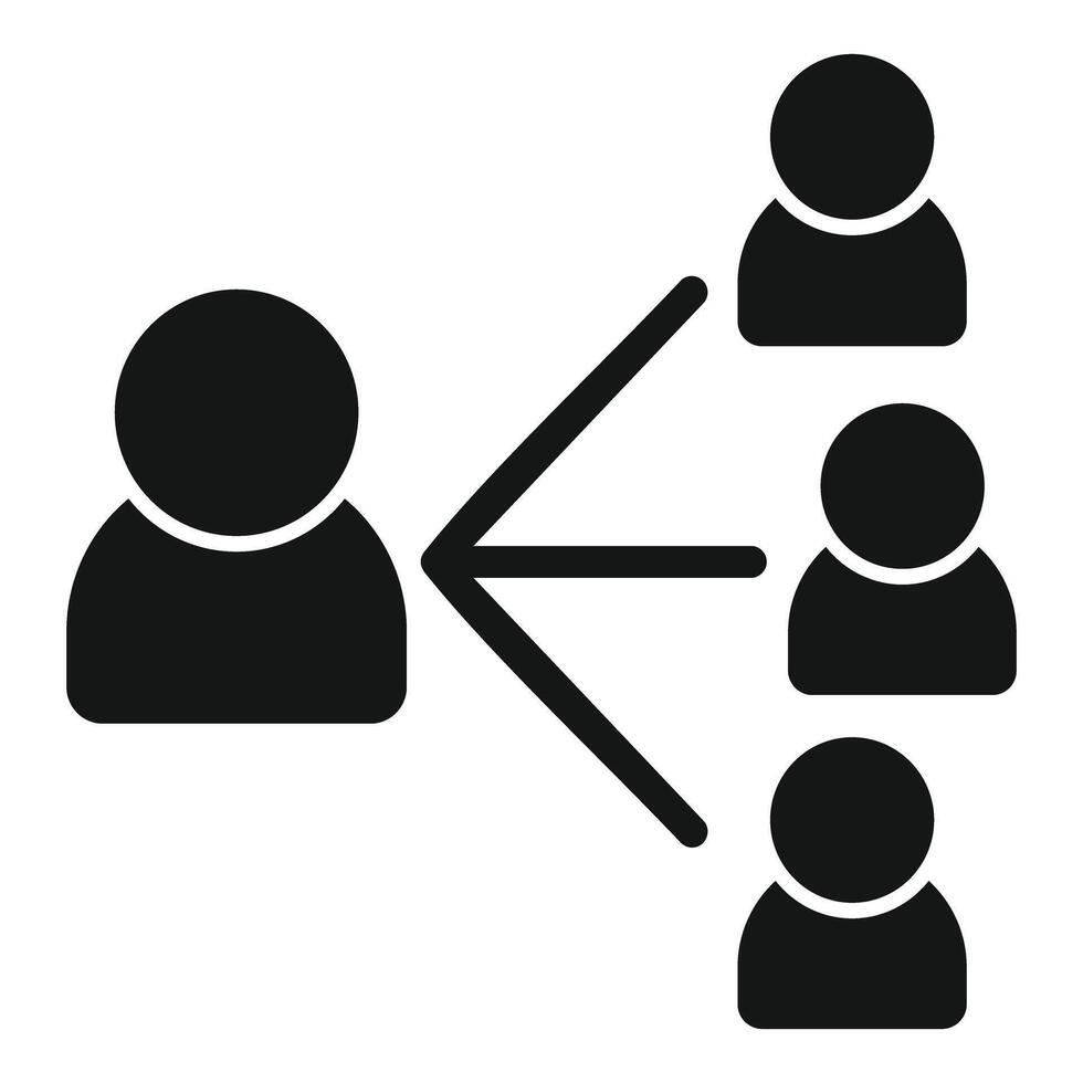 Man leaving group of people icon showing exclusion or recruitment vector