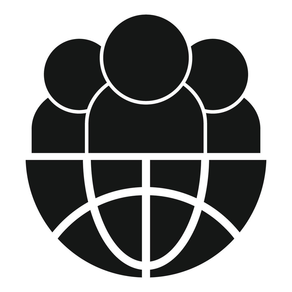 Black and white icon of people connecting around the globe vector