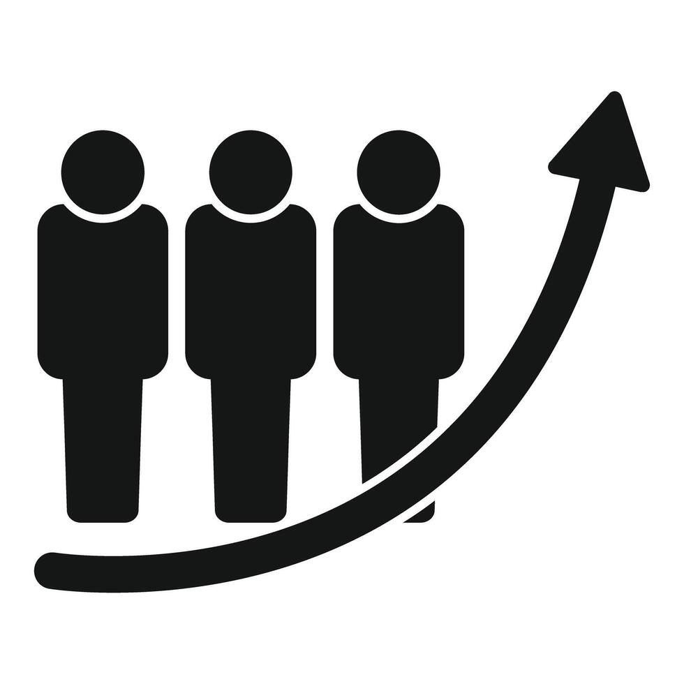 Three business people standing on growing up arrow chart vector