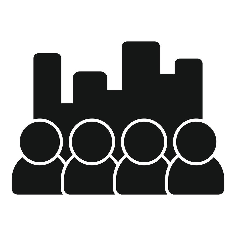 Business people analyzing growing bar chart icon vector