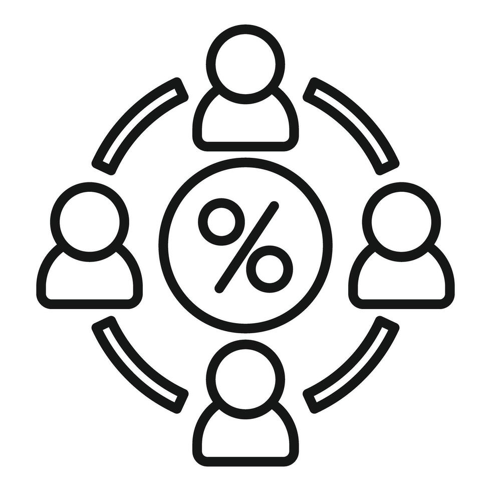 People connecting and sharing percentage symbol, teamwork and collaboration concept vector