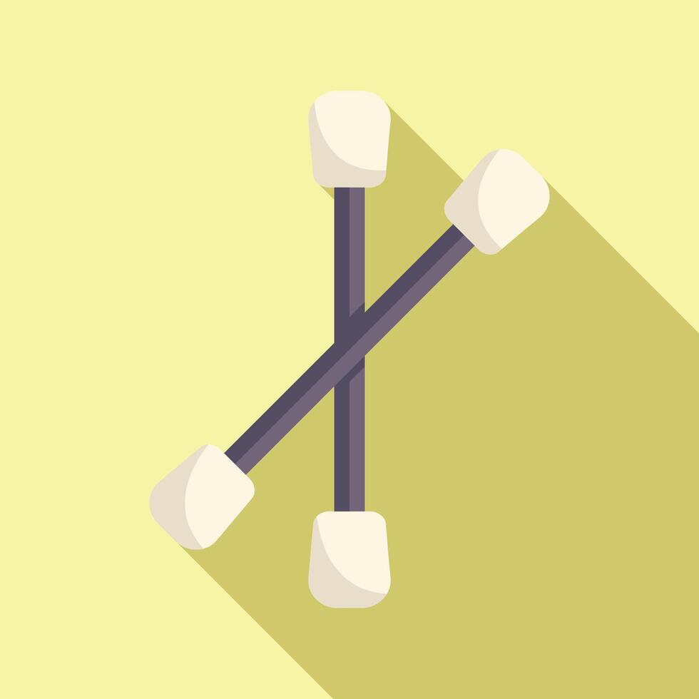 Two cotton swabs crossing with long shadow on yellow background vector