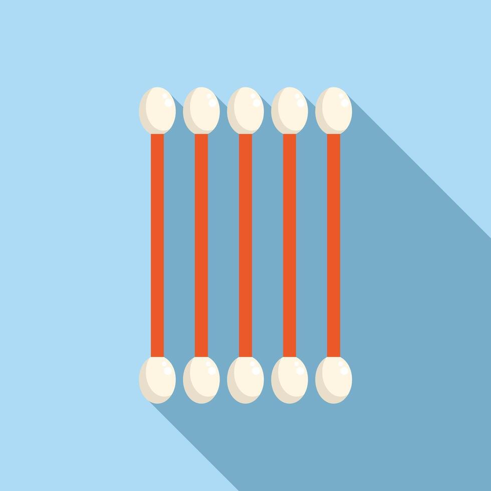 Five cotton swabs with long shadows on blue background vector