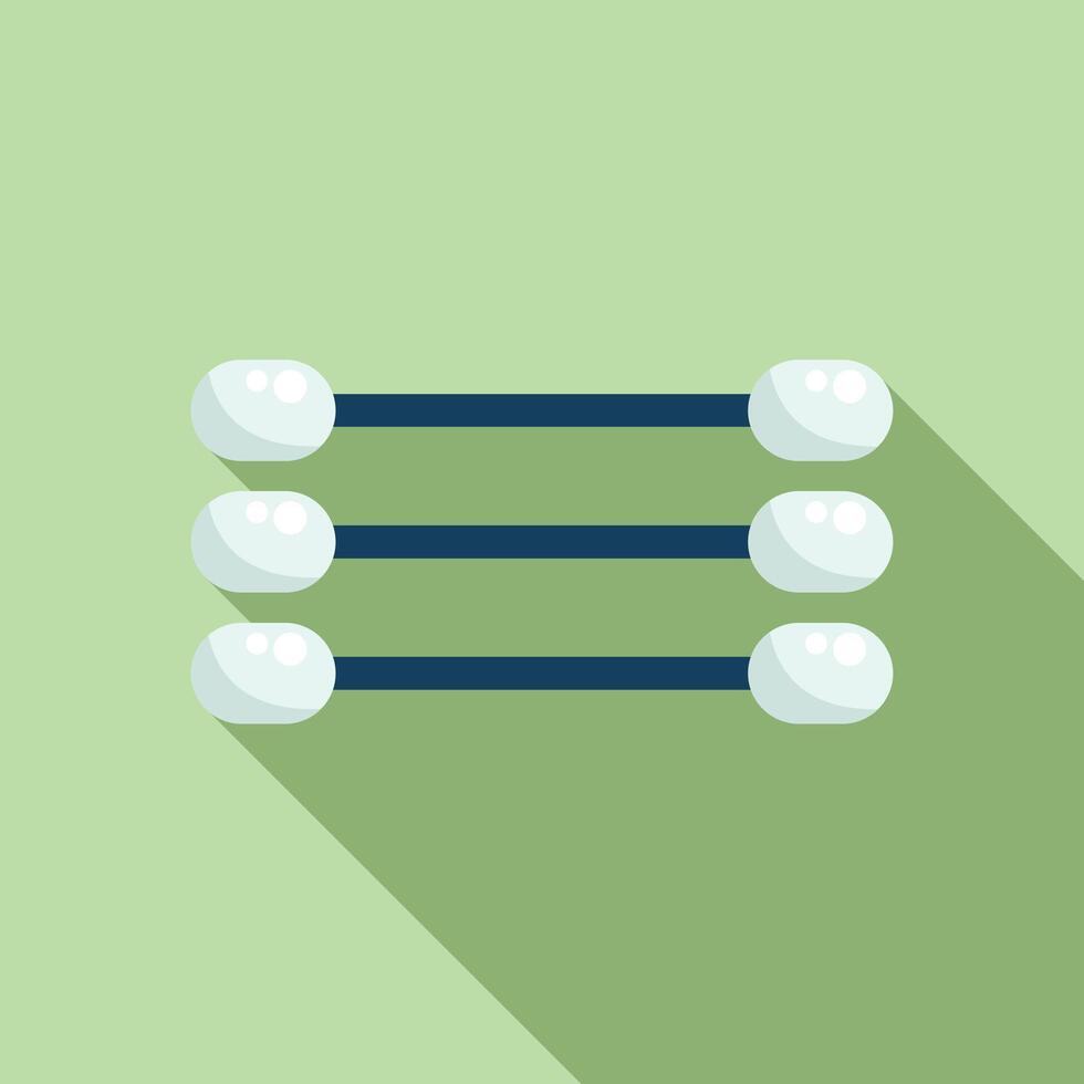 Cotton swabs lying on green background with long shadow vector