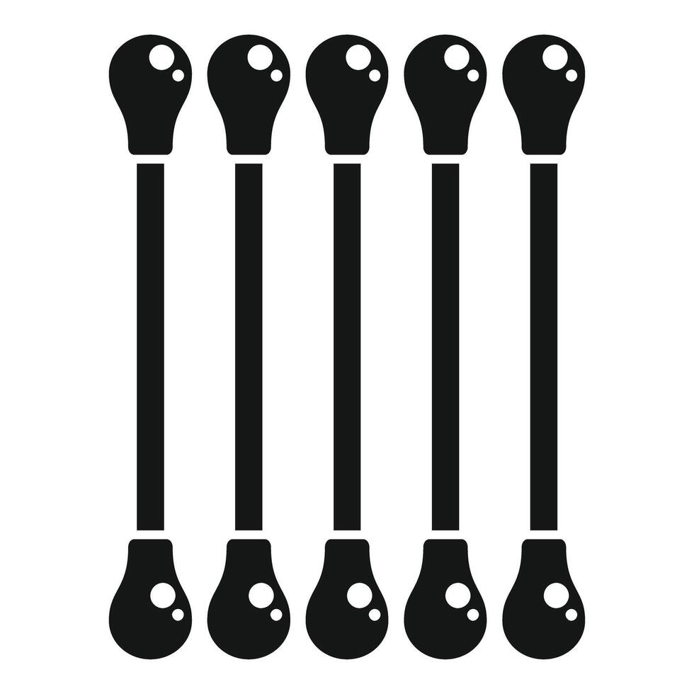 Five cotton swabs standing upright forming a row vector