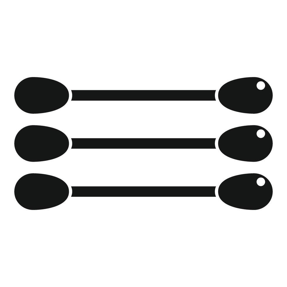 Three cotton swabs lying horizontally forming a row vector