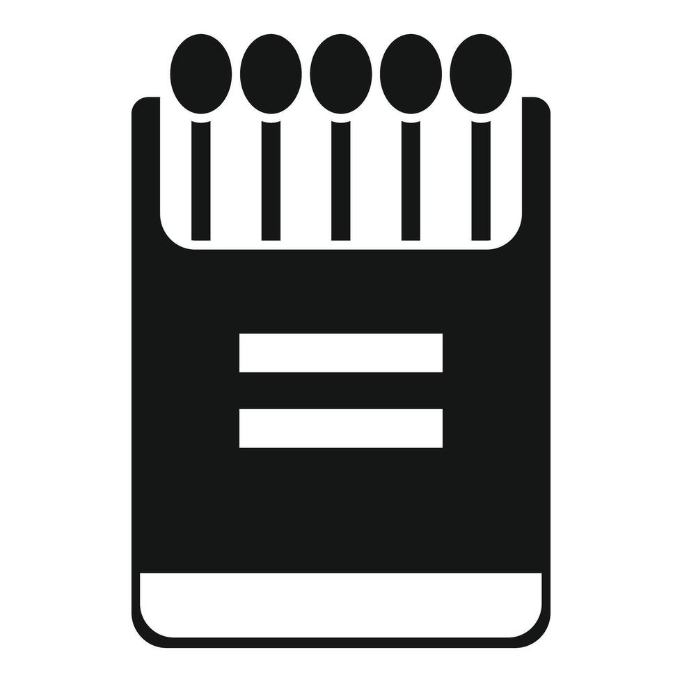 Matches in open cardboard matchbox icon showing five unused matches vector
