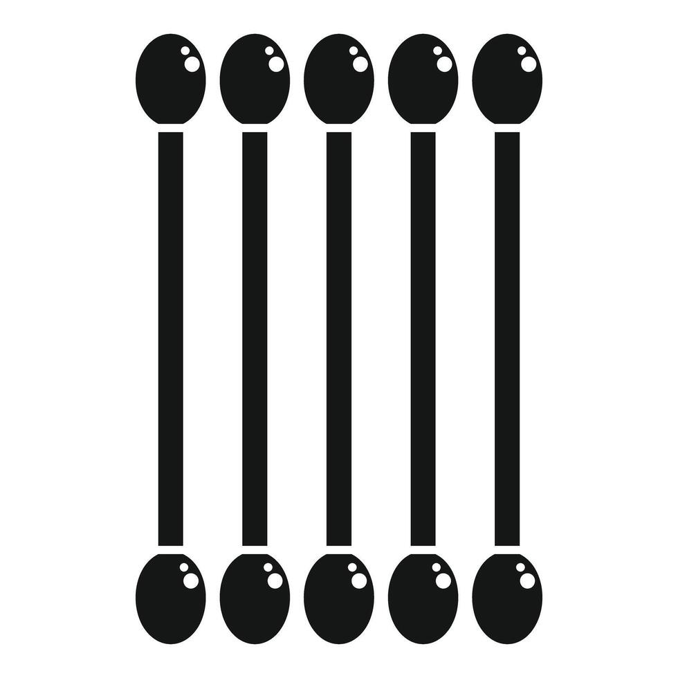 Five cotton swabs standing upright on white background vector