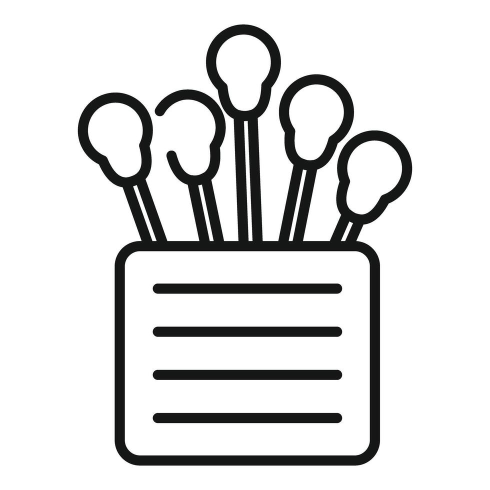 Cotton buds box standing on bottom with sticks up vector