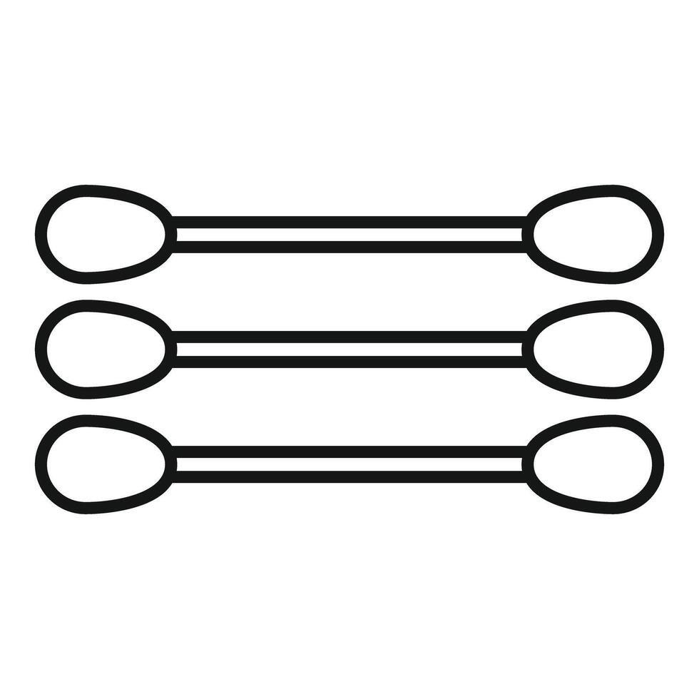 Three cotton swabs lying horizontally on white background vector