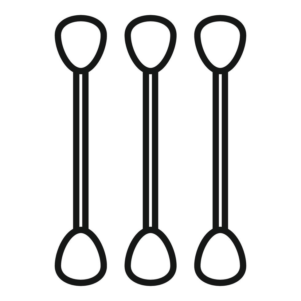 Three cotton swabs standing upright on white background vector