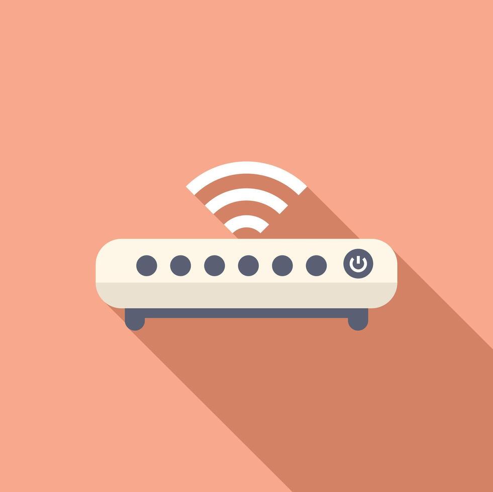 White router transmitting wifi signal with long shadow vector
