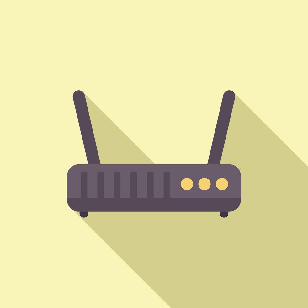 Wireless router providing internet connection with long shadow vector