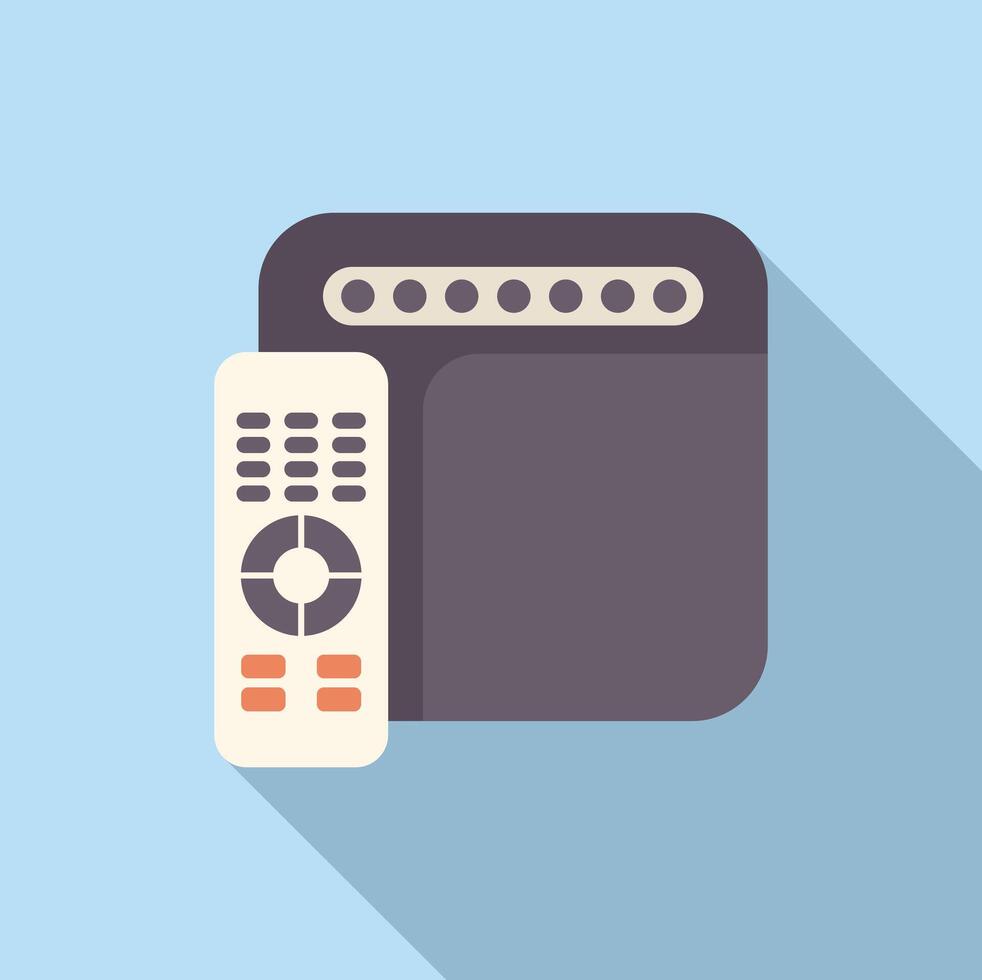 Remote control next to a device with buttons, minimalist icon design vector