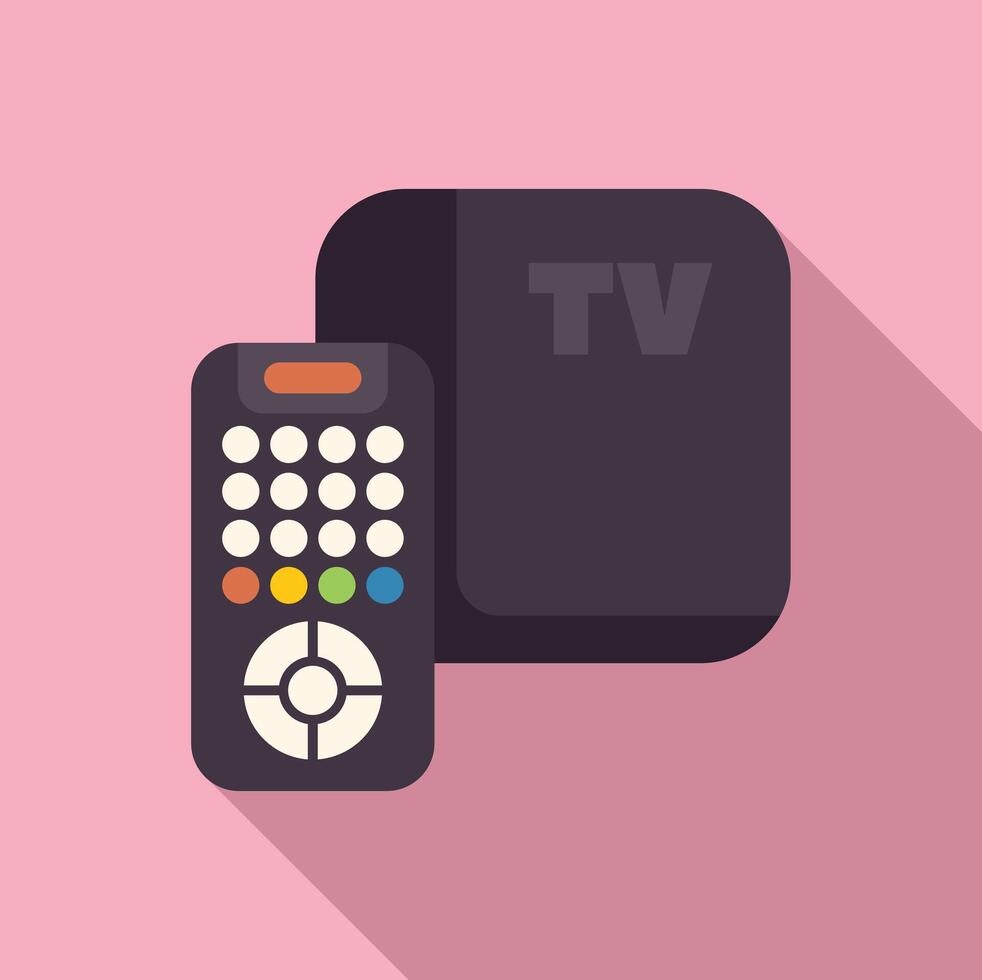 Tv box for streaming services with remote control on pink background vector