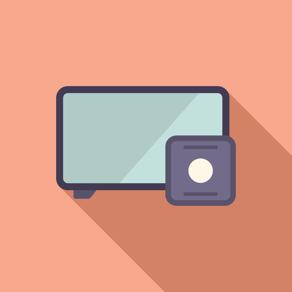 Smart tv set top box icon in flat style with long shadow on a pink background vector