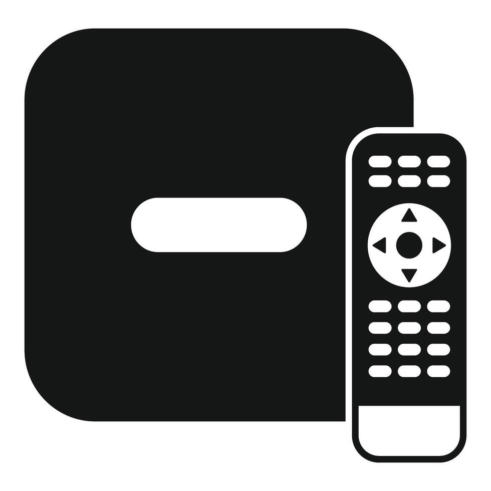 Tv set top box receiver with remote control icon vector