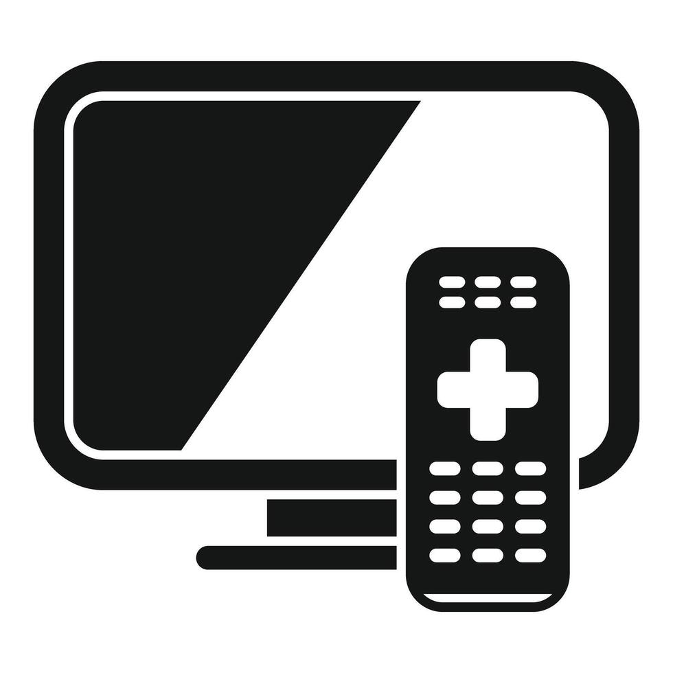 Tv set with remote control showing watching television concept vector