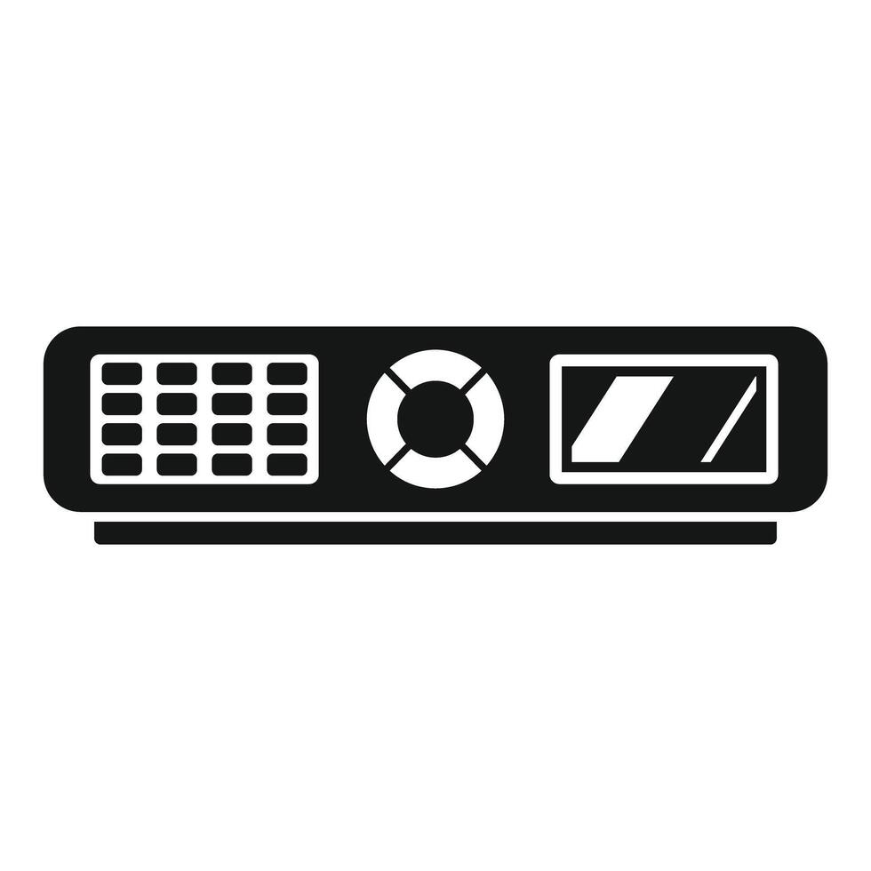 Modern video projector displaying a presentation with control buttons vector