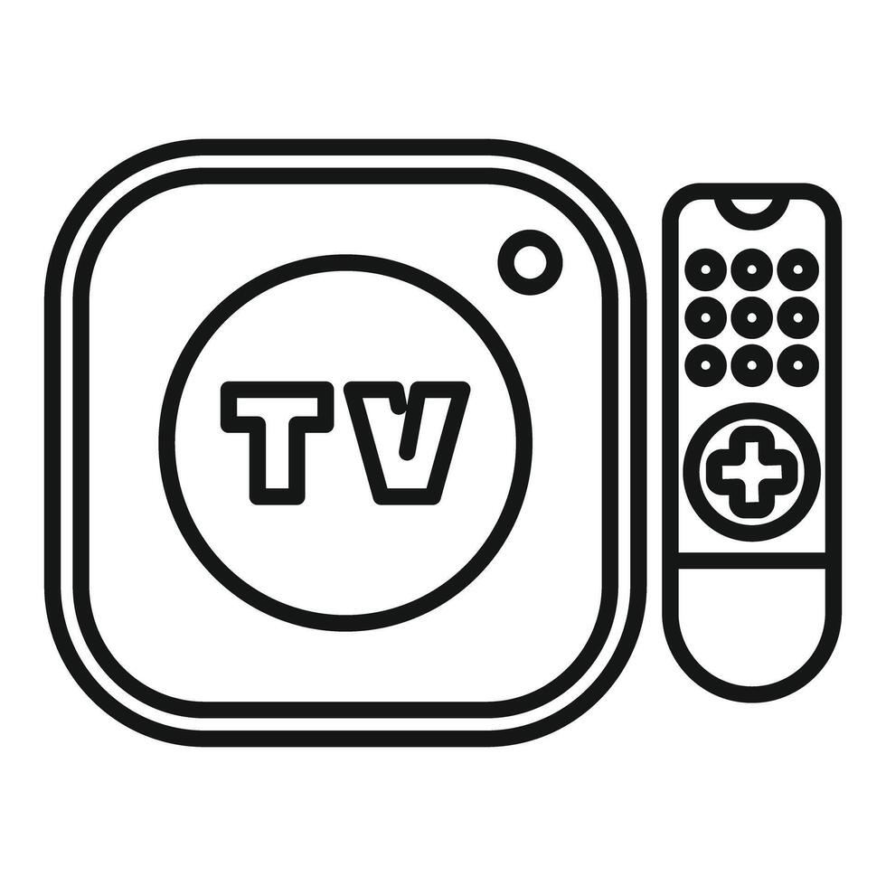Tv set top box receiver with remote control for streaming icon vector