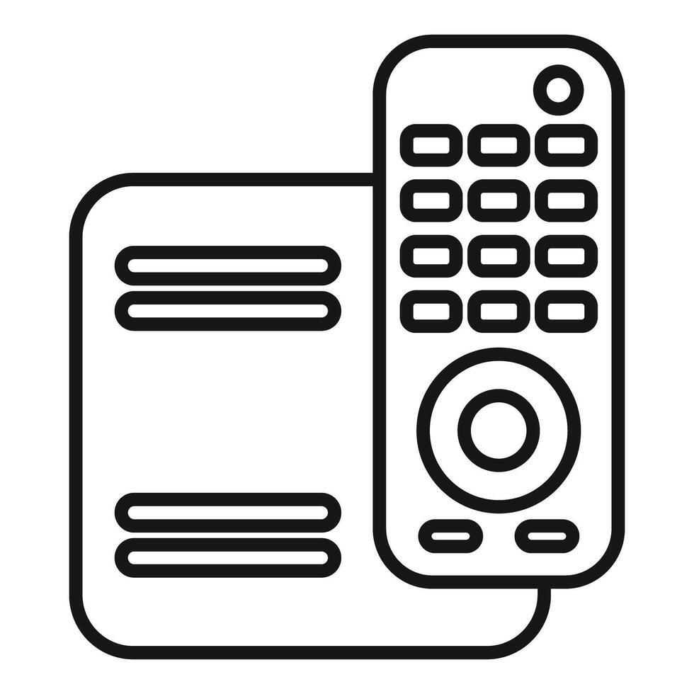 Remote control pointing at digital receiver outline icon vector