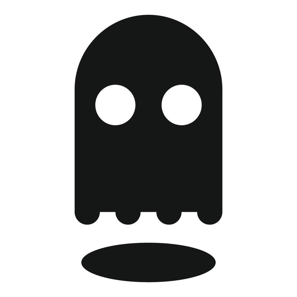 Black ghost floating with shadow minimalist icon vector