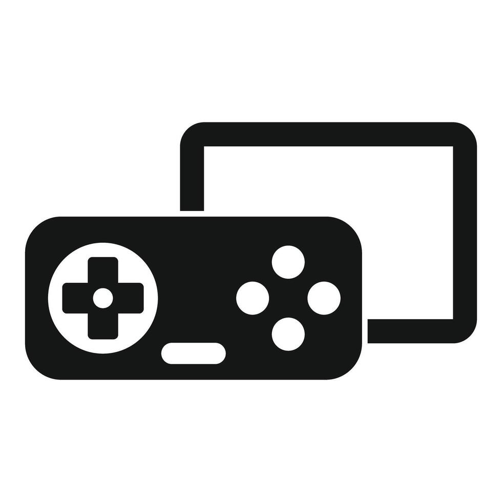 Game console connected to gamepad controller icon vector