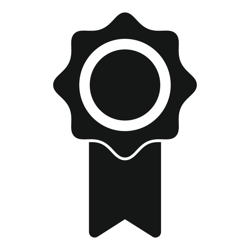 Black round blank guarantee seal with ribbon icon vector